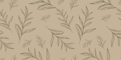 Seamless pattern with hand drawn leaves and branches. Perfect for wallpaper, wrapping paper, web sites, background, social media, blog, presentation and greeting cards. vector