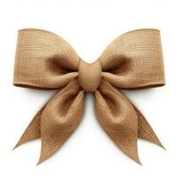 Bow made from burlap on white background. Generative AI photo