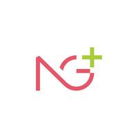 letter ng simple plus symbol logo vector