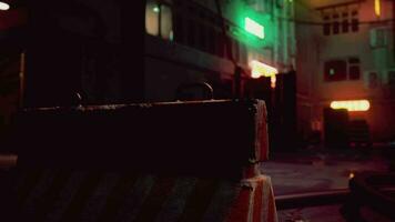 Blurred Bokeh light sign board along street in city nightlife downtown in Seoul video