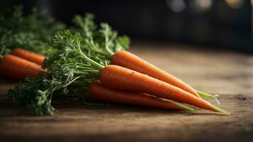 Close-up high-resolution image of fresh carrots perfect for salad. AI Generated. AI Generative. photo