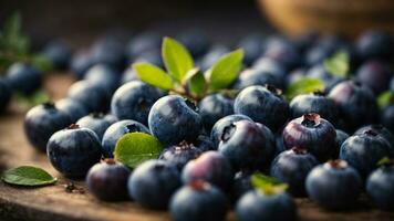 Close-up high-resolution image of fresh and sweet blueberry. AI Generated. AI Generative. photo