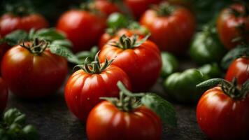 Close-up high-resolution image of fresh big red tomatoes. AI Generated. AI Generative. photo
