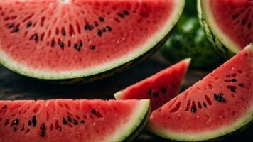 Close-up high-resolution image of fresh watermelon slices. AI Generated. AI Generative. photo