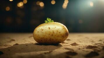 Close-up high-resolution image of a fresh and natural potato from the farm. AI Generated. AI Generative. photo