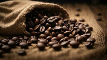 Close-up high-resolution image of fresh grilled coffee beans. AI Generated. AI Generative. photo