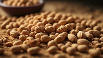 Close-up high-resolution image of nuts, peanuts, and groundnuts. AI Generated. AI Generative. photo