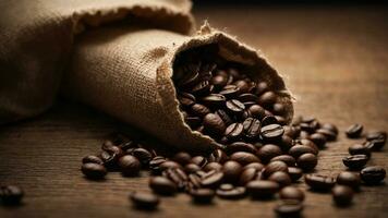 Close-up high-resolution image of coffee beans in a bag. AI Generated. AI Generative. photo