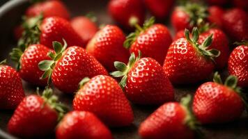 Close-up high-resolution image of fresh and sweet strawberry. AI Generated. AI Generative. photo