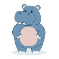 Cute hippos in cartoon style. Vector illustration isolated on white background.