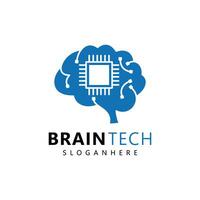 Electronic brain logo. Digital brain technology icon design vector