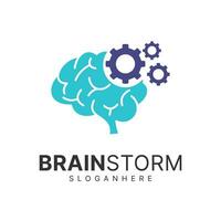 Brain logo design. Brainstorm think idea logo inspiration vector