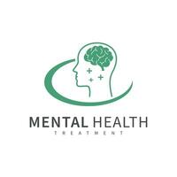 Mental health. Mind therapy psychology logo design vector