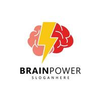 Brain and lightning logo design inspiration vector