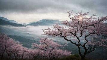 Japanese landscape. AI generated photo