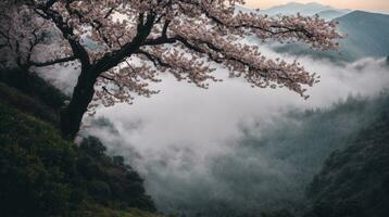 Japanese landscape. AI generated photo