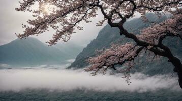 Japanese landscape. AI generated photo