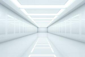 AI generated Abstract futuristic architecture background, Minimal technology white backdrop, Generative AI photo