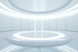 AI generated Abstract futuristic architecture background, Minimal technology white backdrop, Generative AI photo