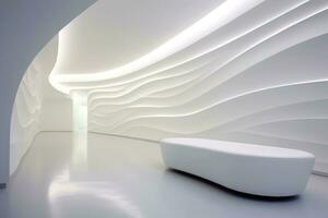 AI generated Abstract futuristic architecture background, Minimal technology white backdrop, Generative AI photo