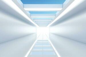 AI generated Abstract futuristic architecture background, Minimal technology white backdrop, Generative AI photo
