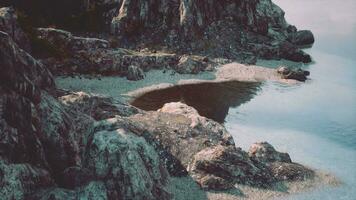 beach and limestone cliffs against azure water video