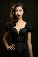 AI generated Portrait of a Beautiful Woman in a Stylish Trendy Fashion Bodycon Dress. photo