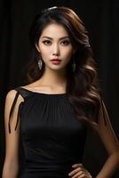 AI generated Portrait of a Beautiful Woman in a Stylish Trendy Fashion Bodycon Dress. photo