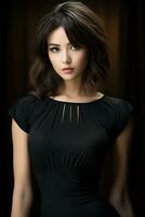 AI generated Portrait of a Beautiful Woman in a Stylish Trendy Fashion Bodycon Dress. photo