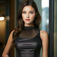 AI generated Portrait of a Beautiful Woman in a Stylish Trendy Fashion Bodycon Dress. photo