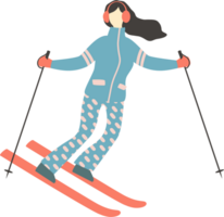 mulher esquiador. ilustração png
