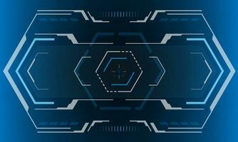 HUD sci-fi hexagon interface screen view hexagon geometric design virtual reality futuristic technology creative display on blue vector