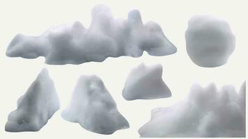 different elements of snow isolated on white vector