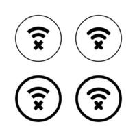 Wifi network disconnected icon vector in circle line. Offline sign symbol