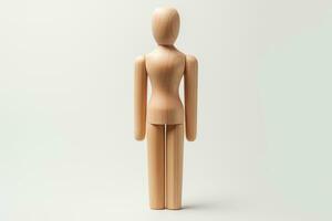 AI generated Figure wooden to model human on a white background. Generative AI photo