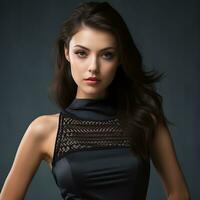 AI generated Portrait of a Beautiful Woman in a Stylish Trendy Fashion Bodycon Dress. photo