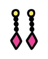 Pink earrings in a simple doodle style. Vector isolated illustration.