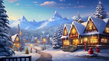 ai generado Navidad nieve hermosa casa generado por ai foto