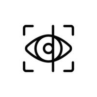 Eye scan icon. Simple outline style. Visual identity, focus, view, vision, future tech, eye with scanning frame, technology concept. Thin line symbol. Vector illustration isolated.