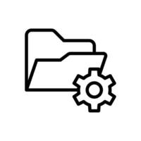 Data management icon. Simple outline style. Document, file, folder, record, digital database, system information concept. Thin line symbol. Vector illustration isolated.