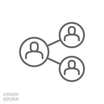 People network icon. Simple outline style. Social network, connect, circle, share, link, community, team, group, business concept. Thin line symbol. Vector illustration isolated. Editable stroke.