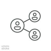 People network icon. Simple outline style. Social network, connect, circle, share, link, community, team, group, business concept. Thin line symbol. Vector illustration isolated. Editable stroke.