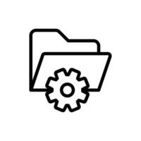 Data management icon. Simple outline style. Document, file, folder, record, digital database, system information concept. Thin line symbol. Vector illustration isolated.