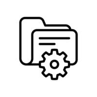 Data management icon. Simple outline style. Document, file, folder, record, digital database, system information concept. Thin line symbol. Vector illustration isolated.