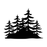 Evergreen Pine Trees Silhouette. Winter  Christmas and New Year design elements. Christmas trees vector