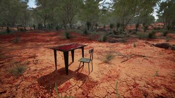 old ruster metal table in desert video