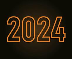 2024 Happy New Year Abstract Orange Graphic Design Vector Logo Symbol Illustration With Brown Background