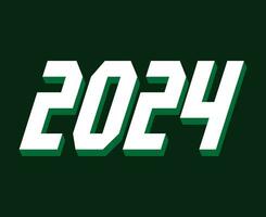 2024 Happy New Year Abstract White Graphic Design Vector Logo Symbol Illustration With Green Background