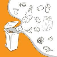 rubbish bin vector illustration with garbage design for go green campaign design