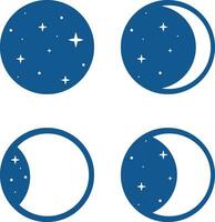 Vector moon phases icons with stars, astrological logo